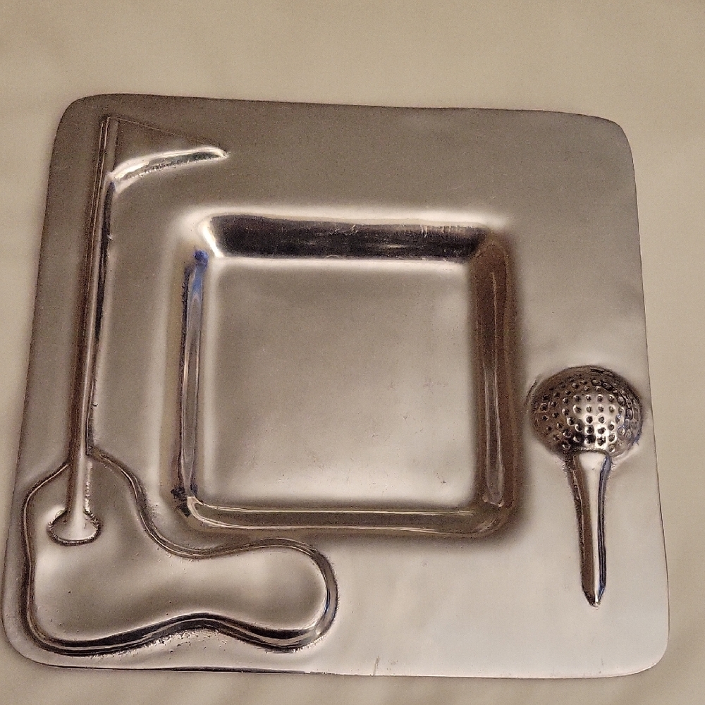 Holland Boone Golf-themed Polished Pewter Trinket Dish With Raised Detail